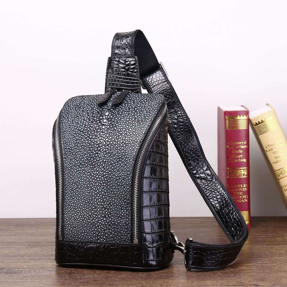 Pattern Fish Smooth Pearl Men's Chest Crossbody Front Bag Classic Outdoor Large Capacity Backpack