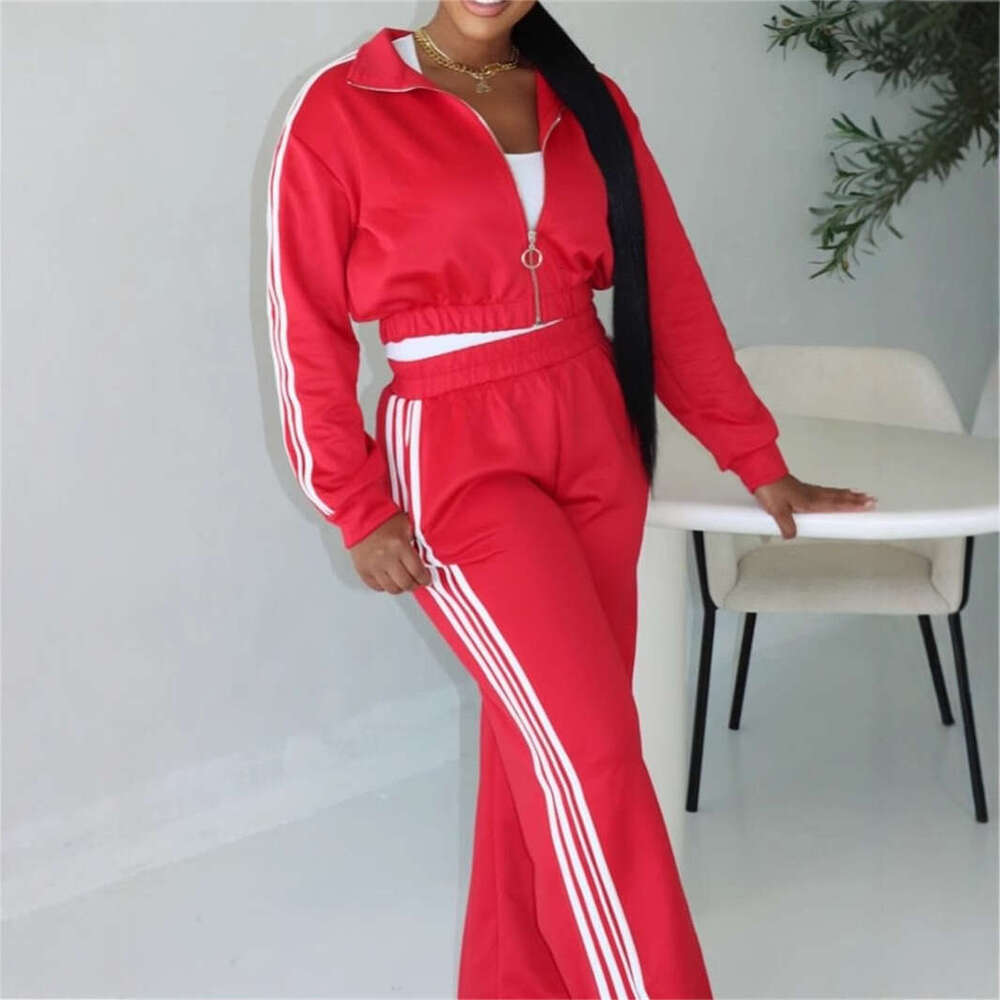 Autumn New Fashion Loose Casual Sports Style Solid Color Long Sleeve Top Jacket And Pants Set For Women B5