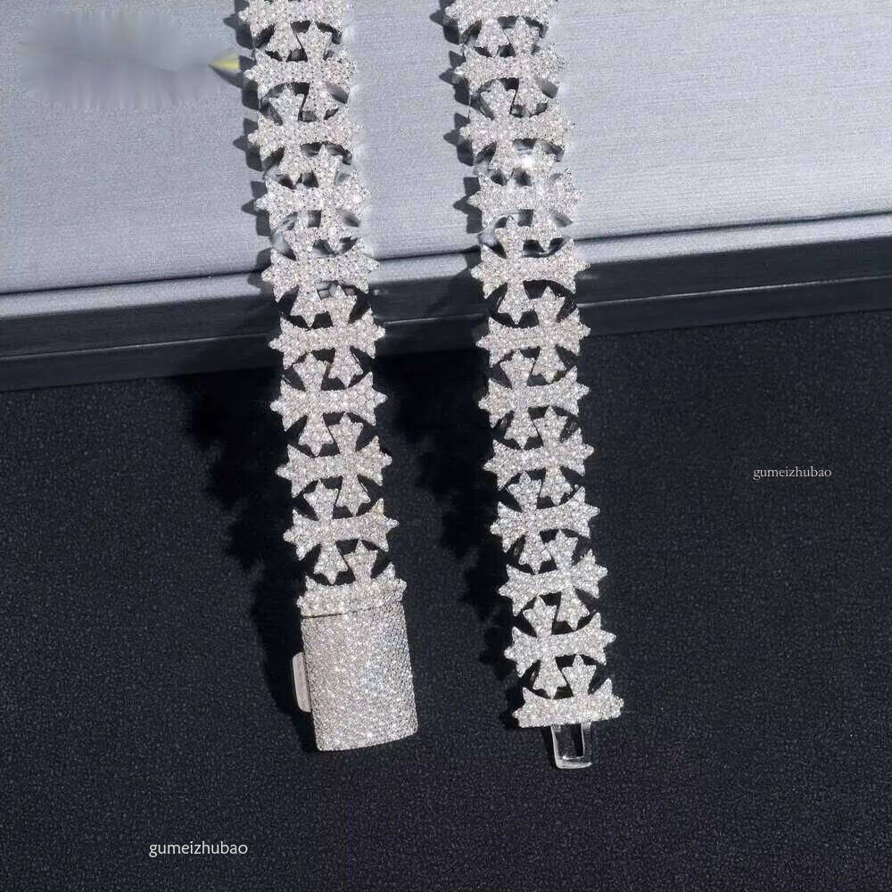 Pass Dia Tester New Design Sterling Sier 16MM Cross VVS Moissanite Cuban Link Chain