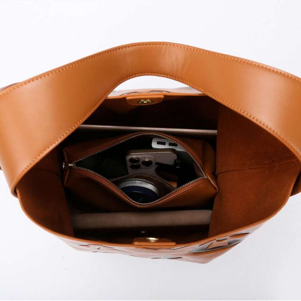 Bucket Women Spring Fashion Embossed Shoulder Bag Large Capacity High-End Handbag For Work Commute