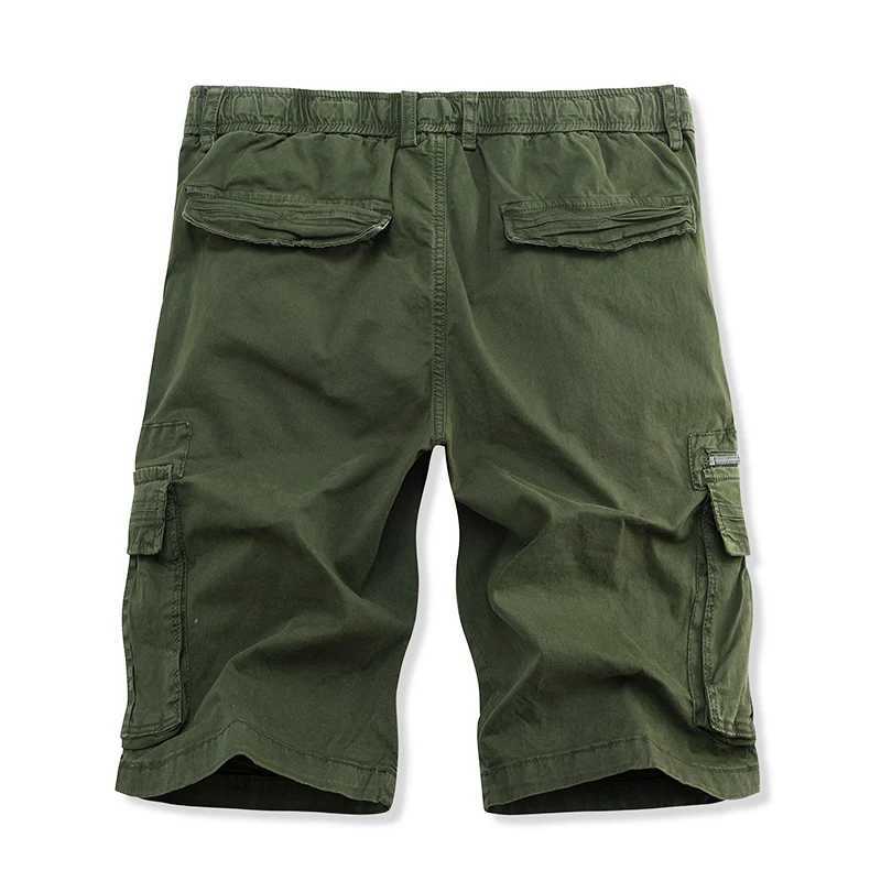Summer Cotton Cargo Shorts Men Straight Multi Pocket Casual Shorts Mens Fashion Loose Solid Color Outdoor Knee Length Trousers W250614