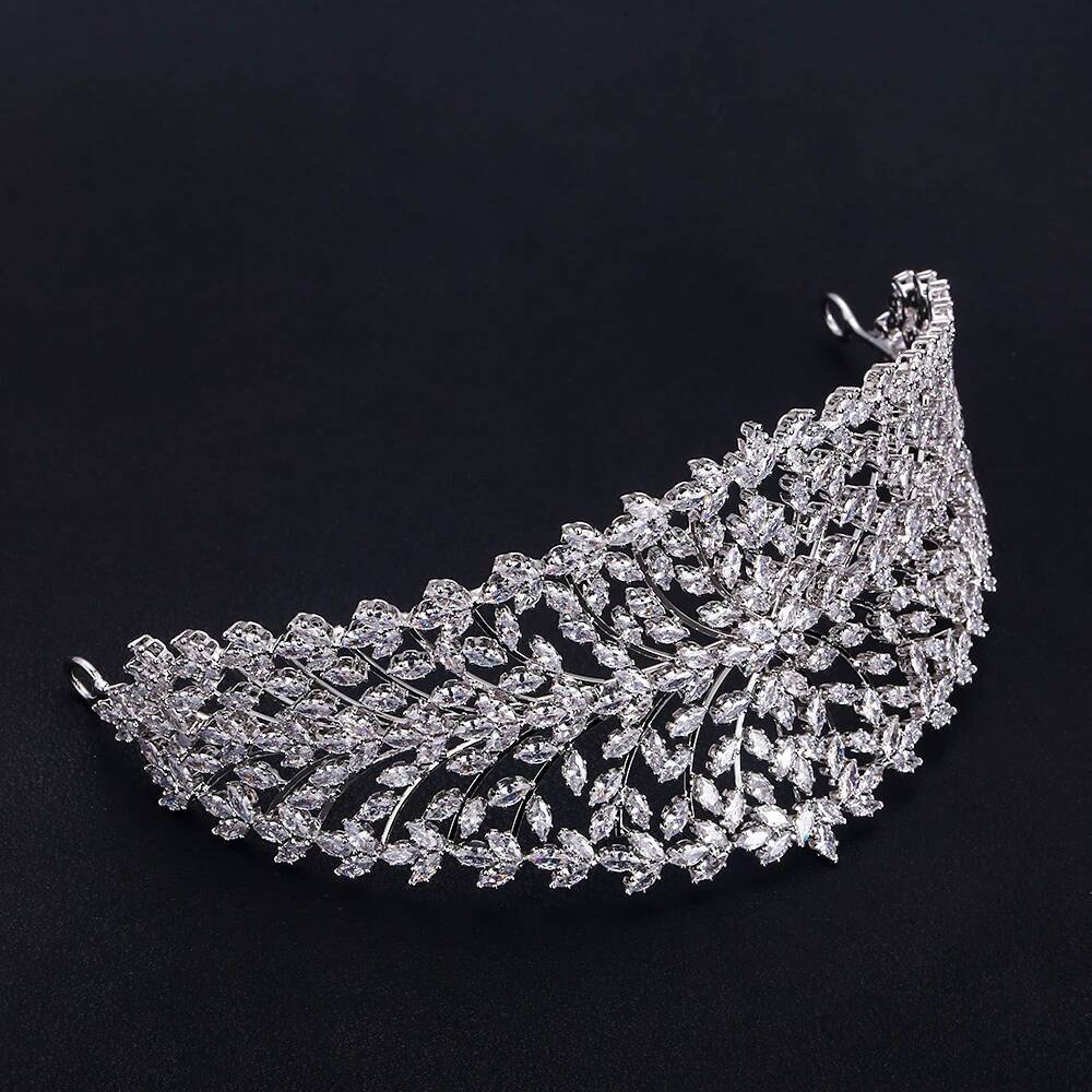 jankelly Dubai Ladies Wedding Headpieces With cube zircon Wholesale Accessories Headdress Bridal Hair Tiaras