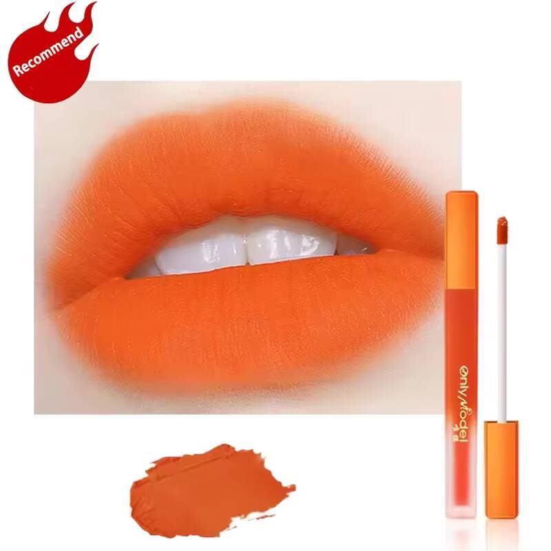 Brighten Skine Orange Lipstick Matte Velvet Lipsticks Waterproof Long Lasting Stick Tint Women Korean Cosmetic Lip Glaze happy