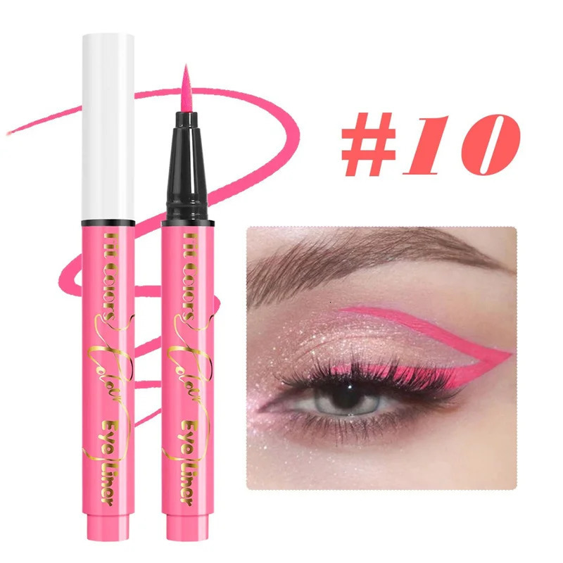 UV Fluorescent Colorful Liquid Eyeliner Pencil Waterproof Lasting Makeup Liquid Eye Liner Blue Green Yellow Eyes Cosmetics Pen 250614
