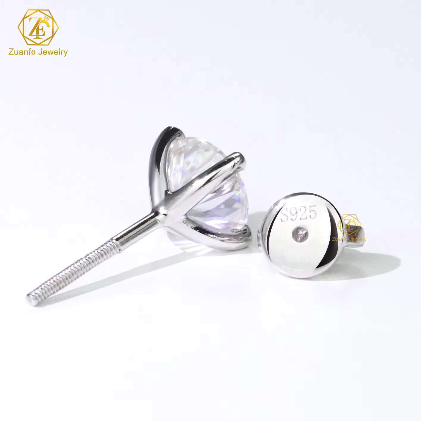 Luxury 925 Sterling Silver Moissanite Jewelry Earrings 6.5mm Cut Classic Style 4-Prongs Stud Diamond Main Stone Perfect Gift