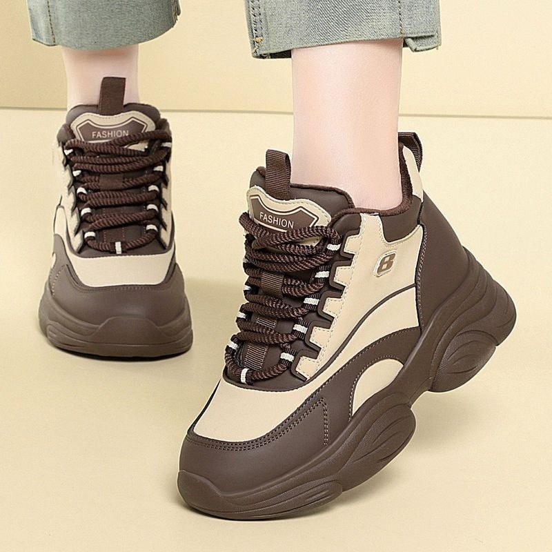 Ddmysports Women S Dad Sneakers Spring New Thick Soled Height Increasing Versatile Platform Fashionable High Top Shoes Outdoor Shoes