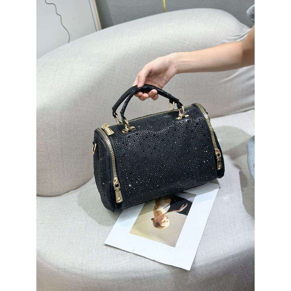 New Leopard Print Rhinestone Handbag Large Capacity Fashion Versatile Single Shoulder Crossbody Women's Bag