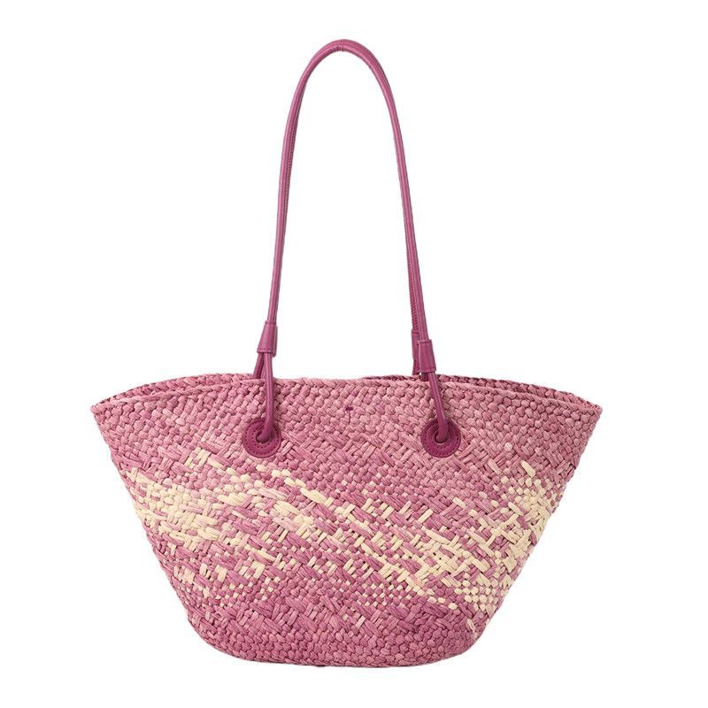 Hot Free Shipping Lafte Grass Hand Woven Straw Woven Tote Bags for Women Shoulder Raffia Bag Rattan Large Shopping Basket Beach Bag Luxury Crochet Han