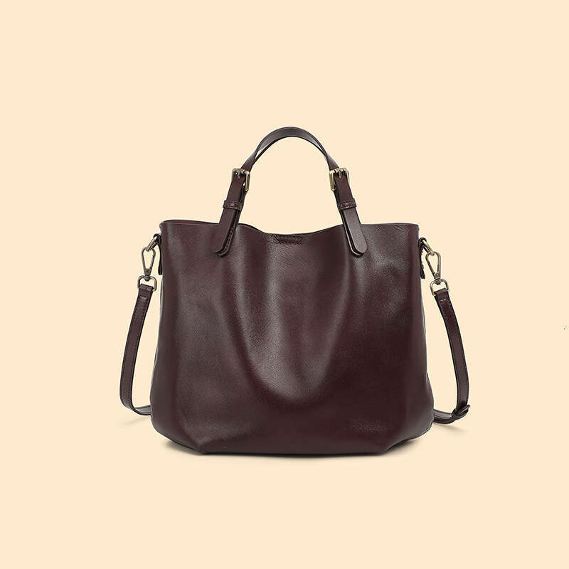 Designer Bag Top Layer Cowhide Simple Large Capacity Commuter Tote Versatile High End Feel Handheld Shoulder Crossbody Bucket Bag For Women