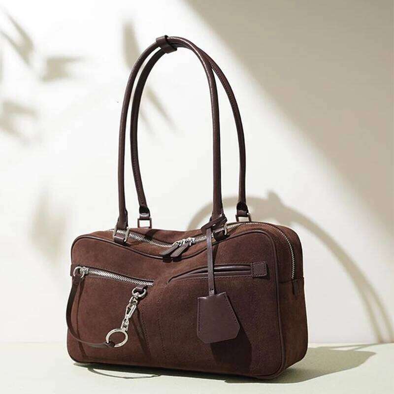 Brand Designer Shoulder Fashion Simple Pillow Advanced Vintage Tote Commuter Handbag Suede Travel School Bag