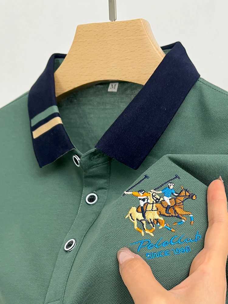 2024 Mens Cotton New Summer Exquisite Embroidered Short sleeved Polo Shirt Business Leisure Breathable T-Shirt Top Mens Wear Z250613