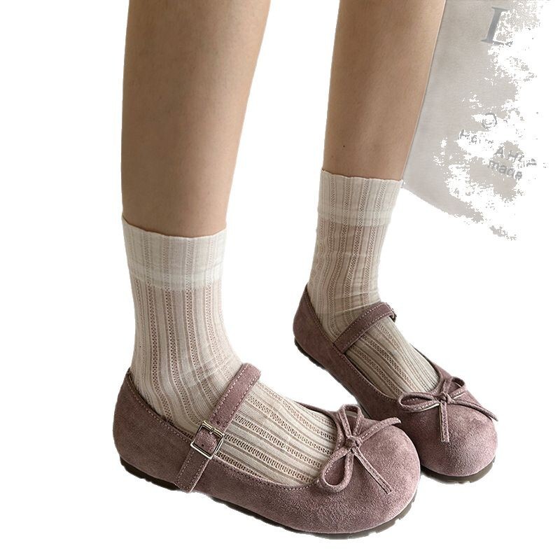Ddmysports Spring New Flat Mary Jane With Bowknot For Women French Round Toe Ballet Style Single Shoes Outdoor Shoes