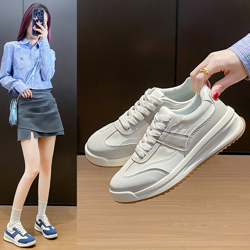Ddmysports White Sneakers For Women Spring New Korean Style Ins Female Students Casual Sports Versatile Board Shoes Street Shooting AG Outdoor Shoes