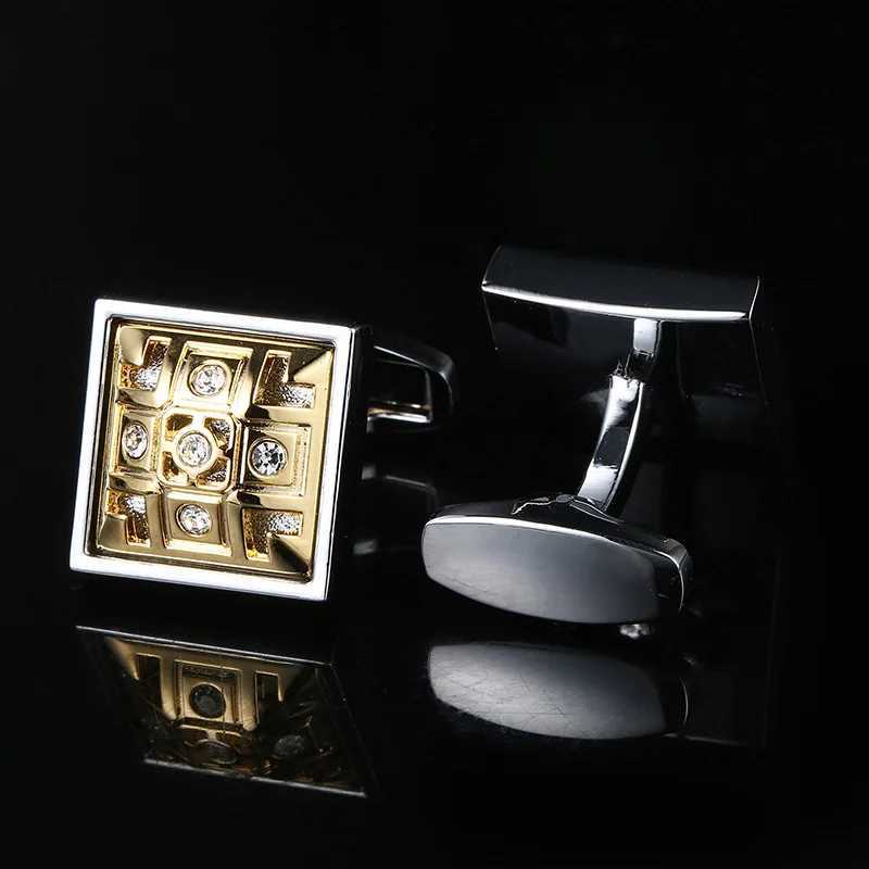 Luxurious Hollow Silver-Plated French Style Shirt Cufflinks For Mens Crystal Rhinestones Buttons Wedding Groom Favors JewelryXJ250614