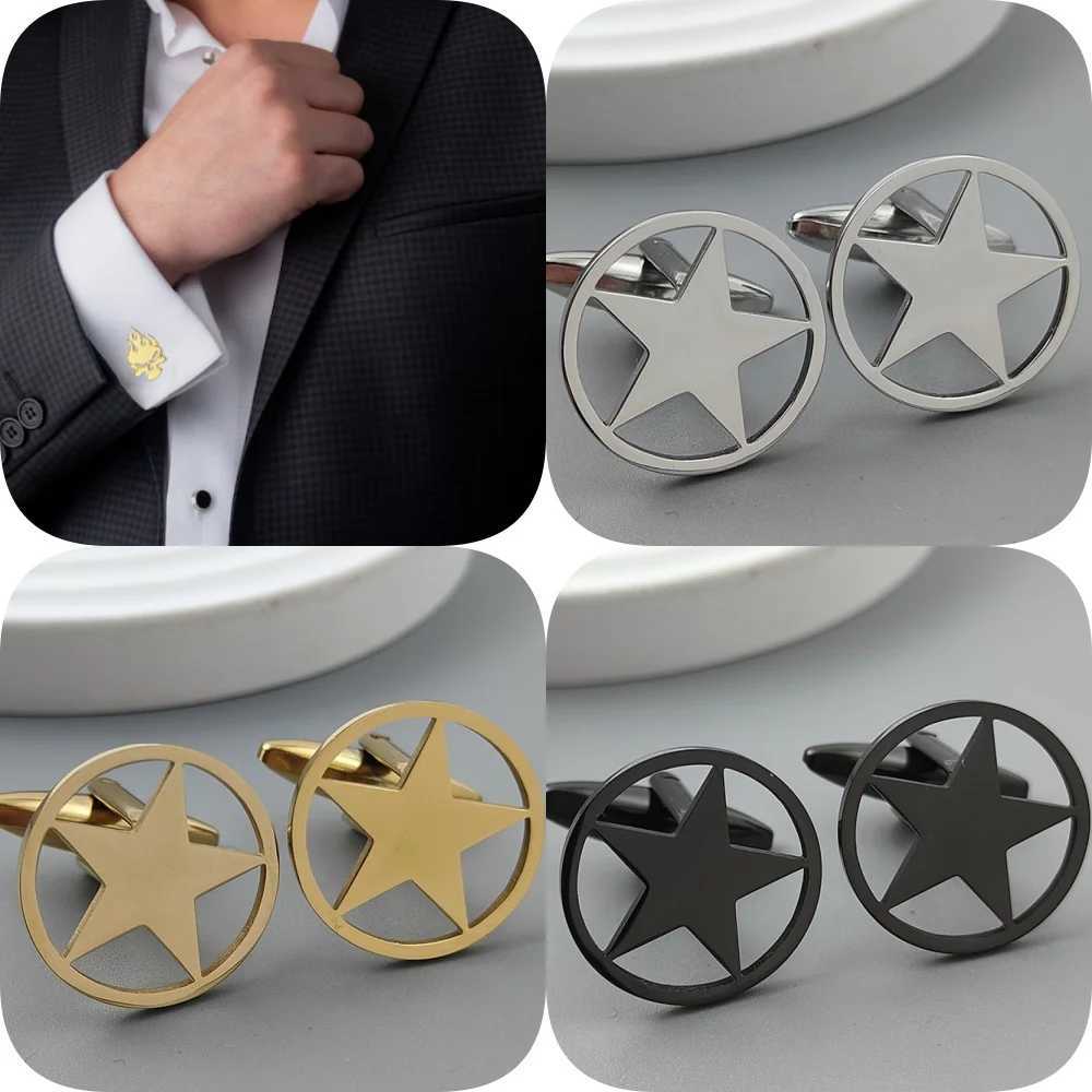 Punk style five-pointed star stainless steel 18K gold-plated cufflinks silver French shirt buttons suit wedding accessories XJ250614