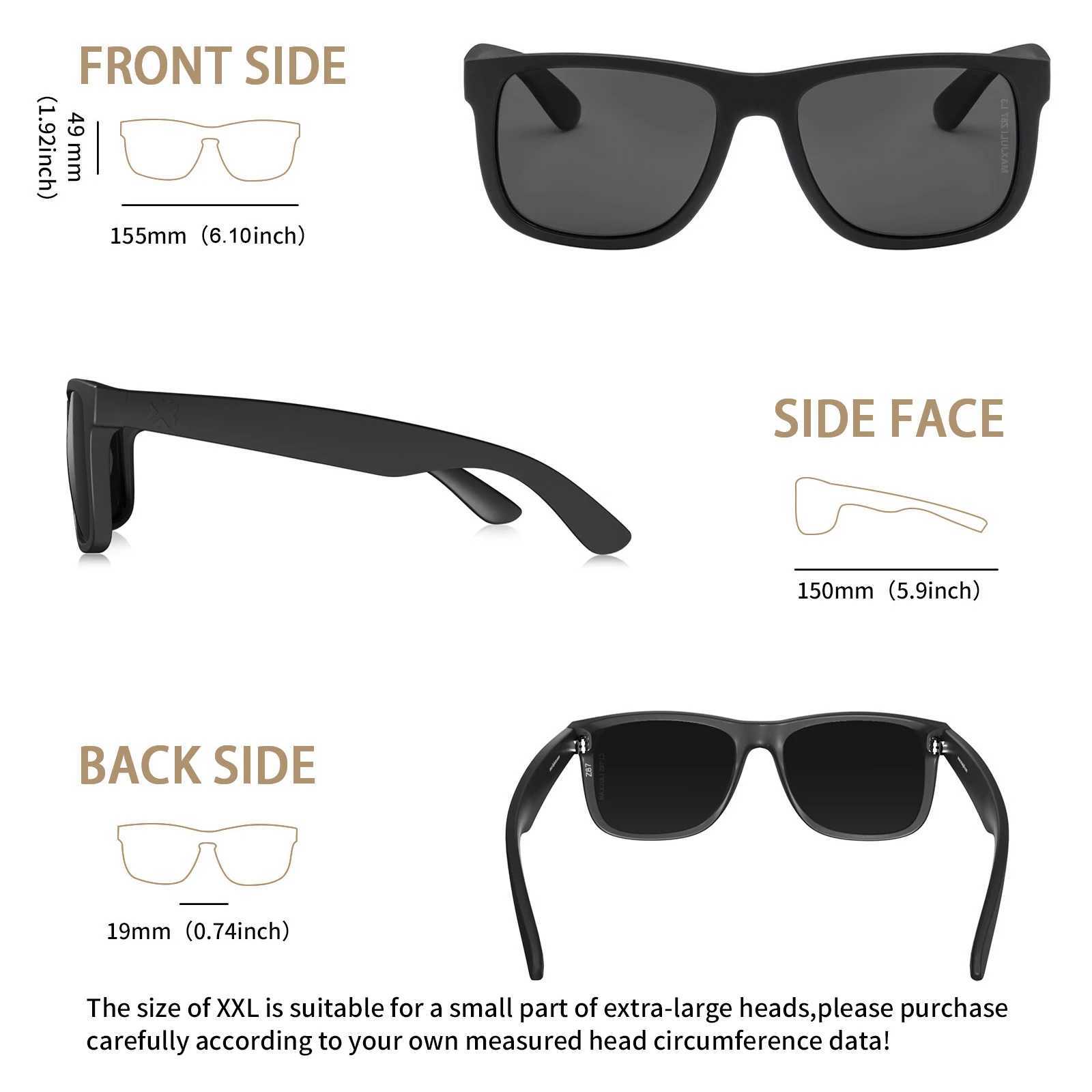 MAXJULI XXL Z87 Sunglasses for Big Wide Heads Men TR90 Ultralight UV400 Protection Glasses 8806 Z250614