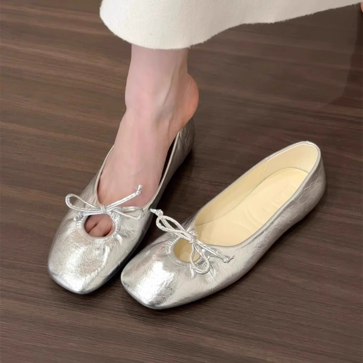 Ddmysports New Flat French Style Gentle Evening For Women Spring Soft Sole Versatile Granny To Match Dresses Single Shoes Outdoor Shoes