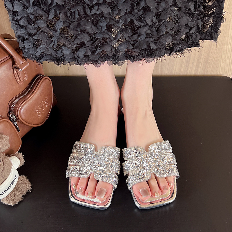 Ddmyoutdoor Ddmyoutdoor Plus Size Flat Slippers Outdoor New Square Open Toe One Strap Beach Sandals For Women Shoes Outdoor Shoes