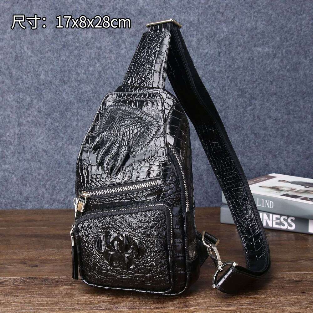 Pattern Crocodile Bone Men's Claw Front Chest Upgraded Crossbody Fashion Outdoor Shoulder Bag
