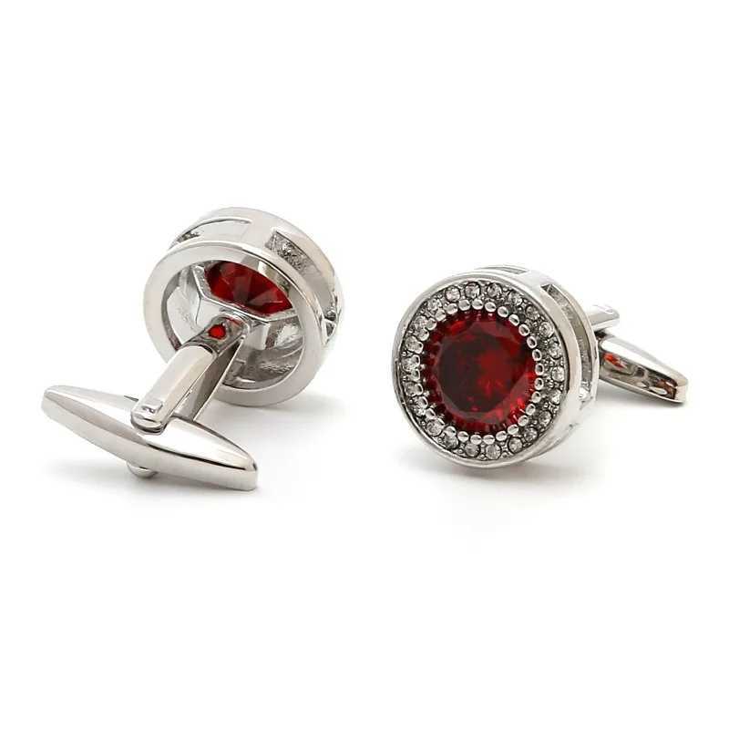 High-end Mens Cufflinks Sleeve Studs Elegant Round Rhinestone Cuff Links Shirt Buttons Wedding Banquet Luxury Jewelry XJ250614