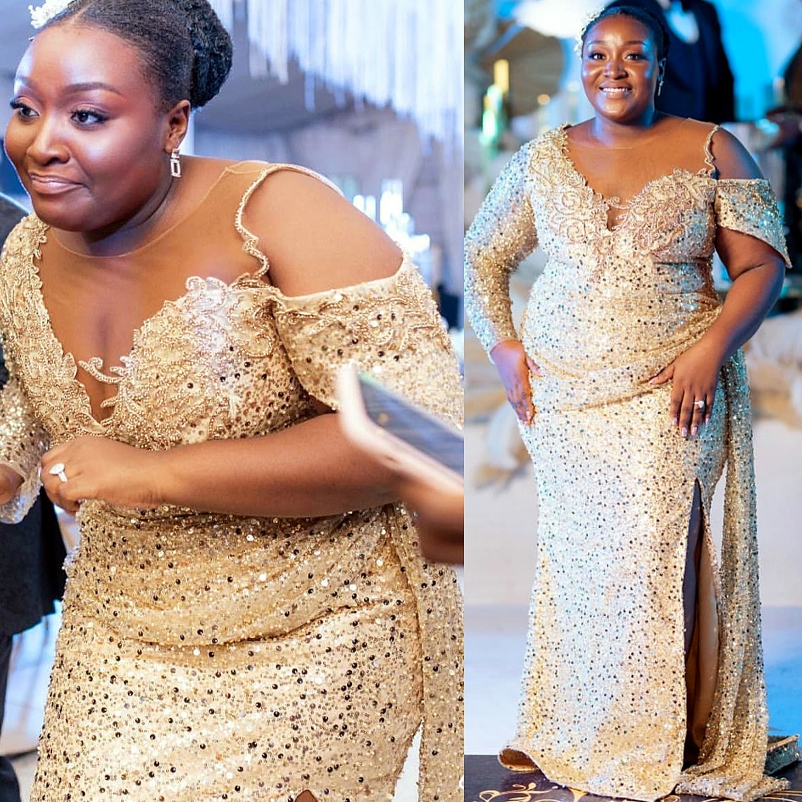 Champagne Mermaid Prom Dresses 2025 Lace Beaded Sequined Sheer Neck Evening Formal Party Second Birthday Engagement Gowns Plus Size Dress For Special 