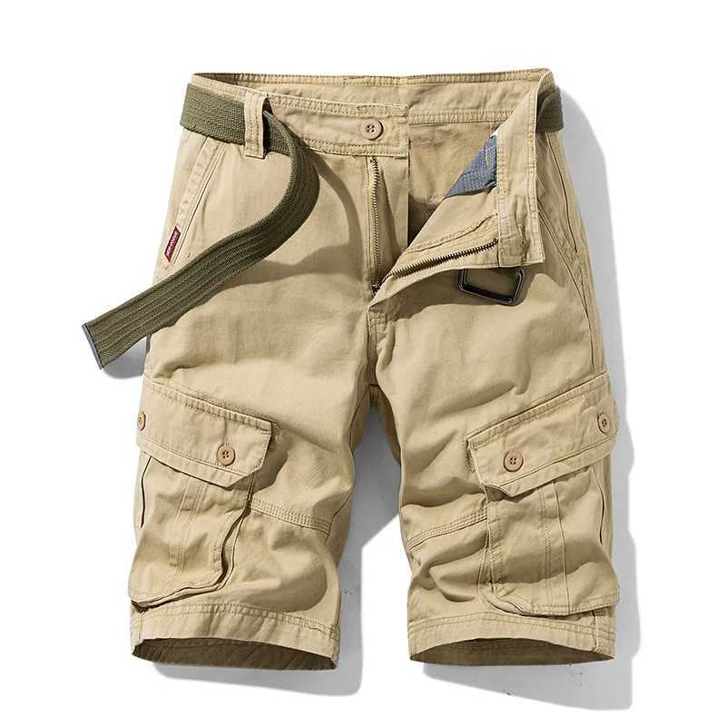 2025New Men Summer Outdoor Leisure Buttons Cargo Style Shorts Men Solid Straight Cotton Comfortable Fashion Design Short Pants W250614