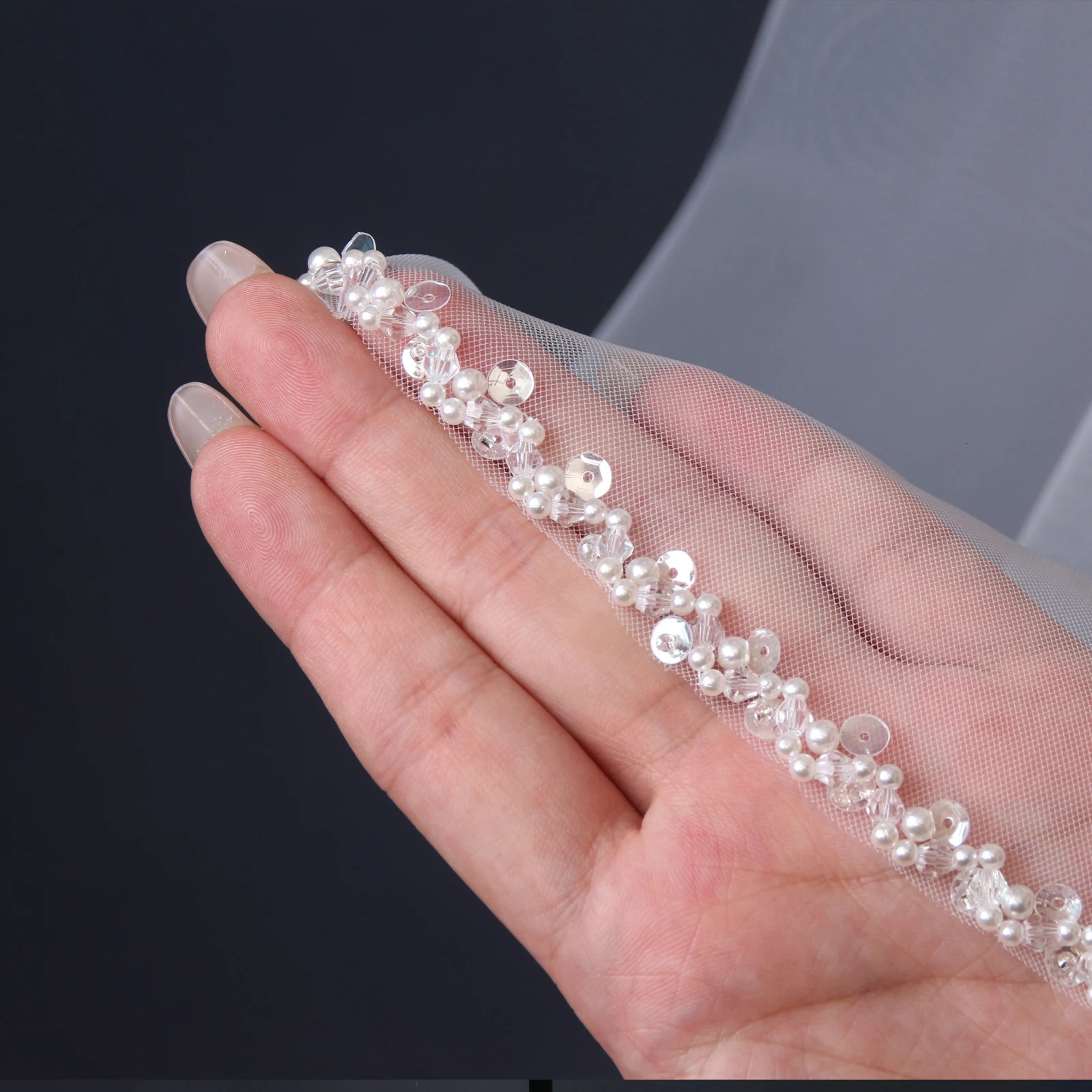 Cathedral Long Wedding Veil Crystal Organza Beaded Bridal Veil with Rhinestone Edge 1 Tier Soft Wedding Accessories G134 250603