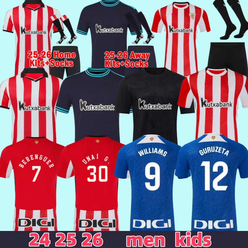 Men Kid Kit athletic Bilbao Jersey 25 26 Williams J.Guerrero 2025 2026 Football Shirt Custom name number
