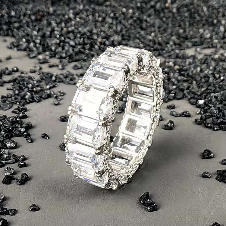 On Sale Classic S925 Sterling Silver VVS Moissanite Rhodium Plated Eternity Band Ring for Women Wedding Fine Jewelry 2025