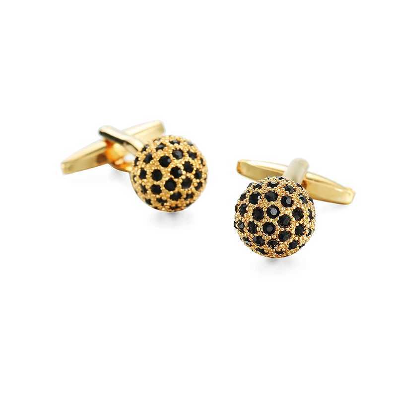 Mens French shirt cufflinks copper material black crystal ball cufflinks mens wedding clothing accessories wholesale XJ250614