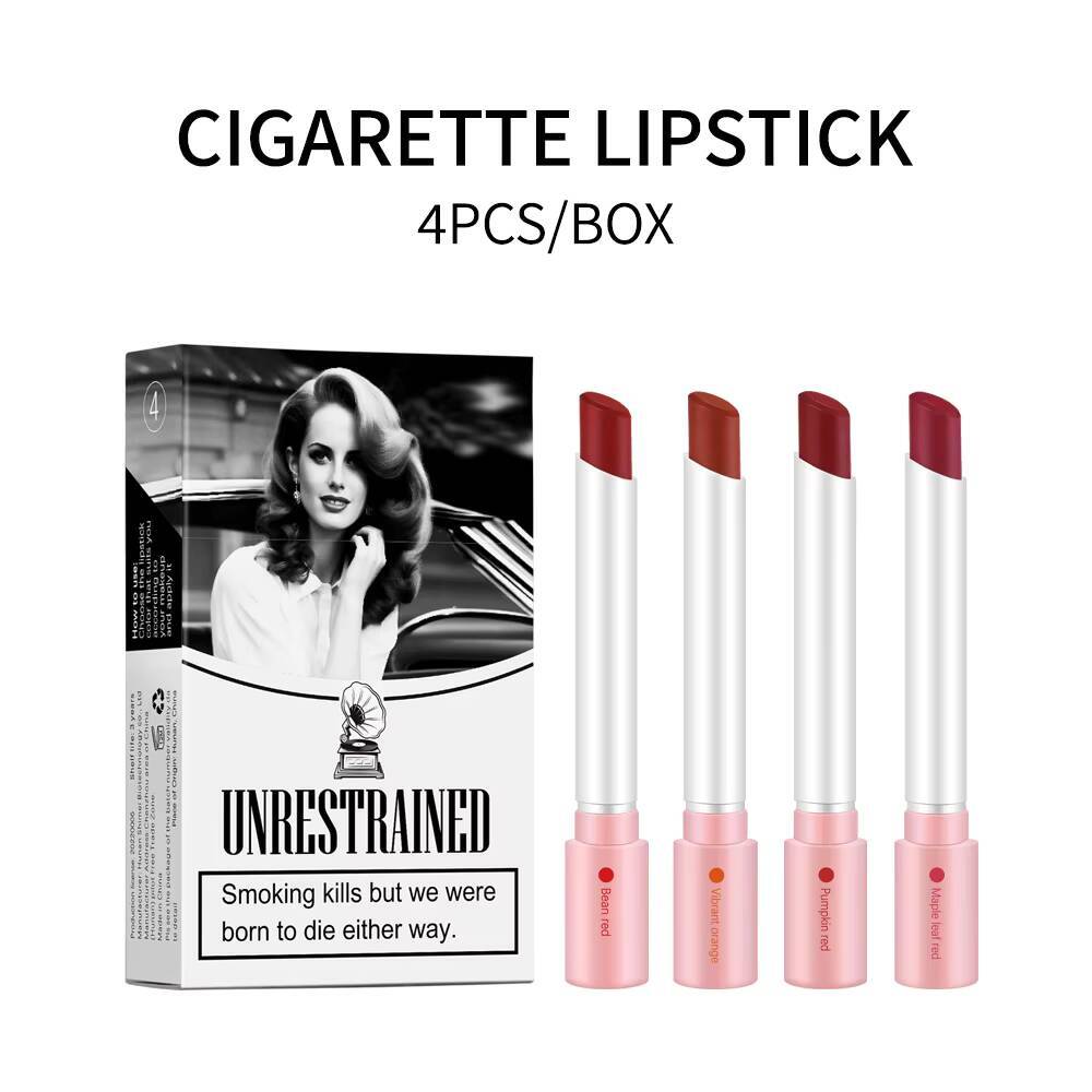 4pcs/set Matte Lipstick Waterproof, Easy to Apply, Non-Stick Formula for All Skin Types, Rich Red Shades happy