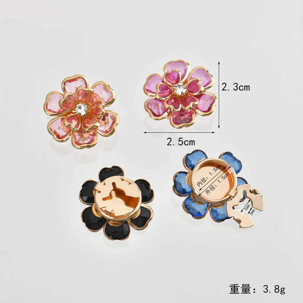 Korean Elegant Crystal Camellia Cufflinks for Women Scarf Buckle Anti-Slip Shirt Sleeve Buttons Covers Decoration Accessories XJ250614