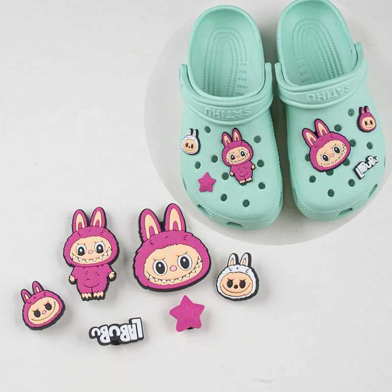 Labubu Crocs Flower PVC Decorations DIY Soft Glue Removable Shoe Buckle Cute Accessories Animation Peripheral Z250614