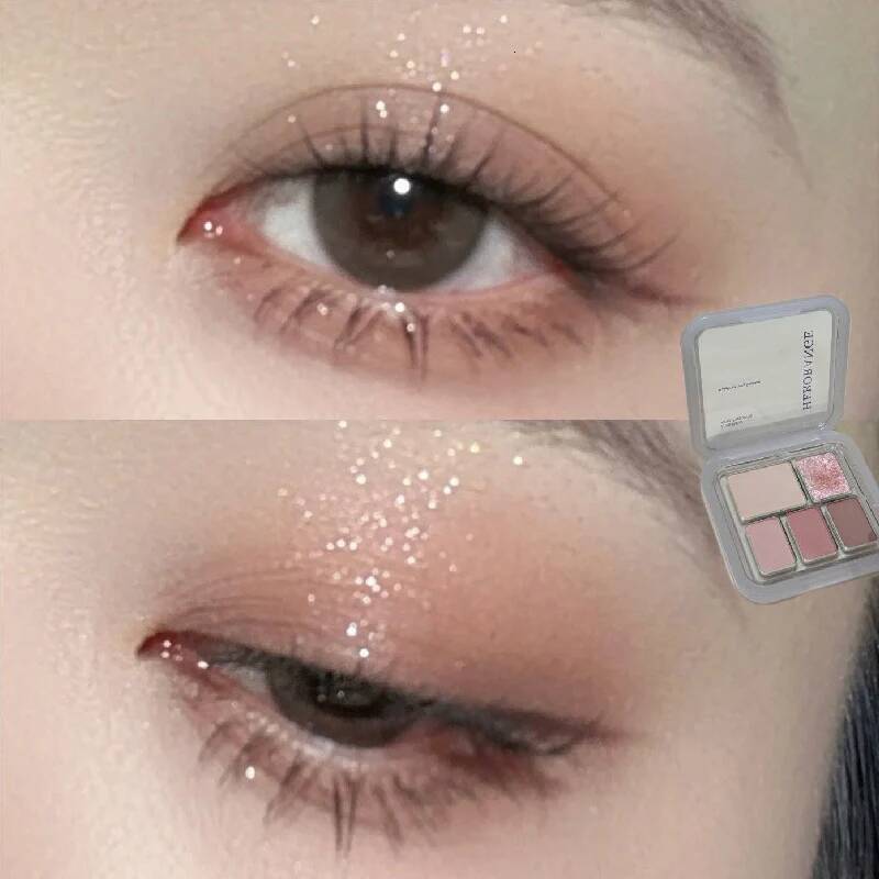 5-color Pearl Highlight Eyeshadow Brighten Palette Glitter Long Lasting Shiny Black Blue Nude Makeup Eyes Cosmetics