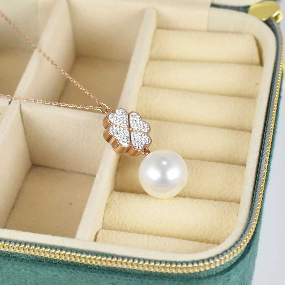 High quality classic necklace with shining crystal shell pearl pendant wedding party jewelry Z250614