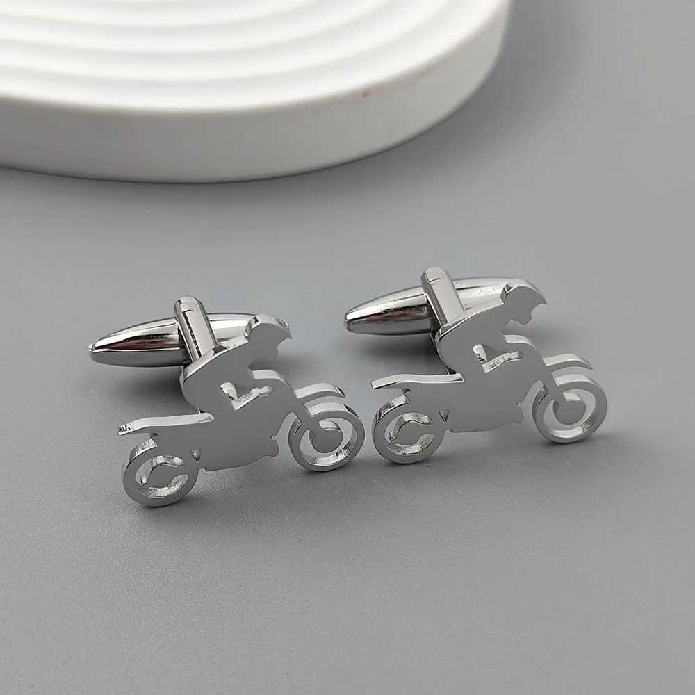 Punk style motorcycle hollow stainless steel 18K gold-plated cufflinks silver French shirt buttons suit wedding accessories XJ250614