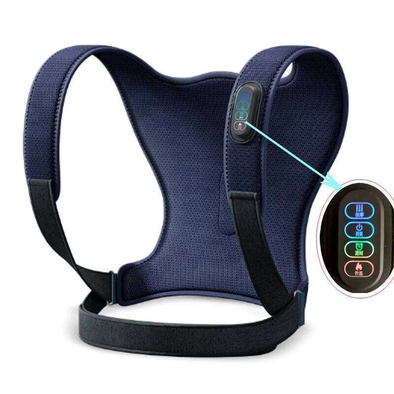 Household Wireless Vibration Hot Compress Back Stretching Massager Therapy Pain Relief Shoulder Thermal Support Strap