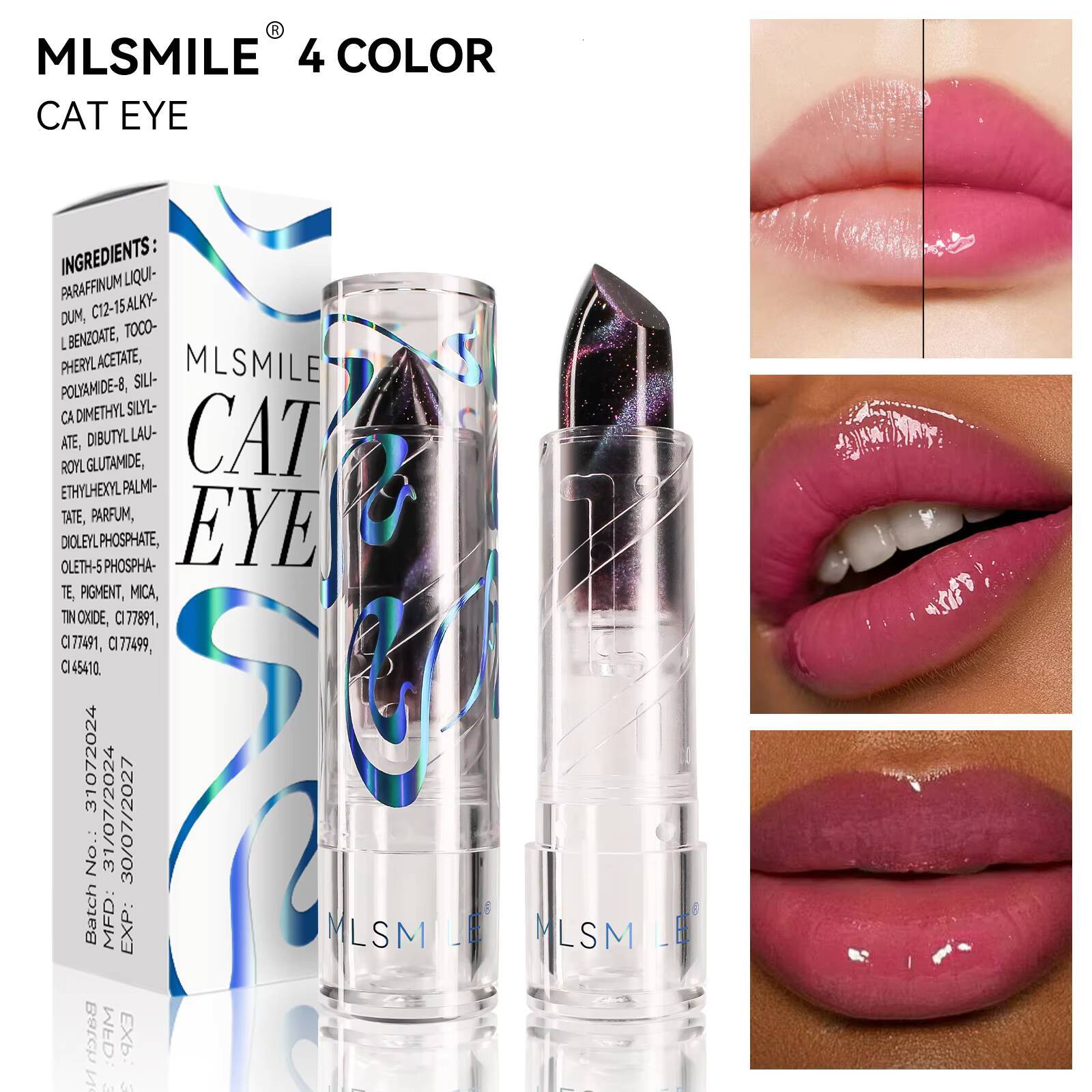 Cat-Eye Color-Changing Lipstick Temperature-Sensitive, Moisturizing Formula | Unique Shimmer for a Bold, Dynamic Look happy