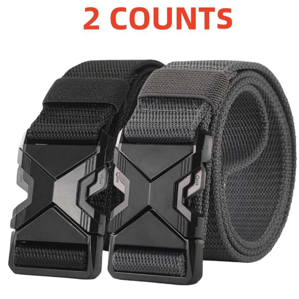 2PC Quick Release Pluggable Buckle Sports Belt Breathable Men Belts For Men Pants Belt Men Bbelt Perfect for Outdoor Adventures X250614