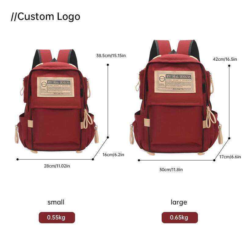 Custom Fashion Preppy Style Schoolbag Unisex 15 Inches Nylon Waterproof Oxford Zipper Closure For Students Cotton Polyester