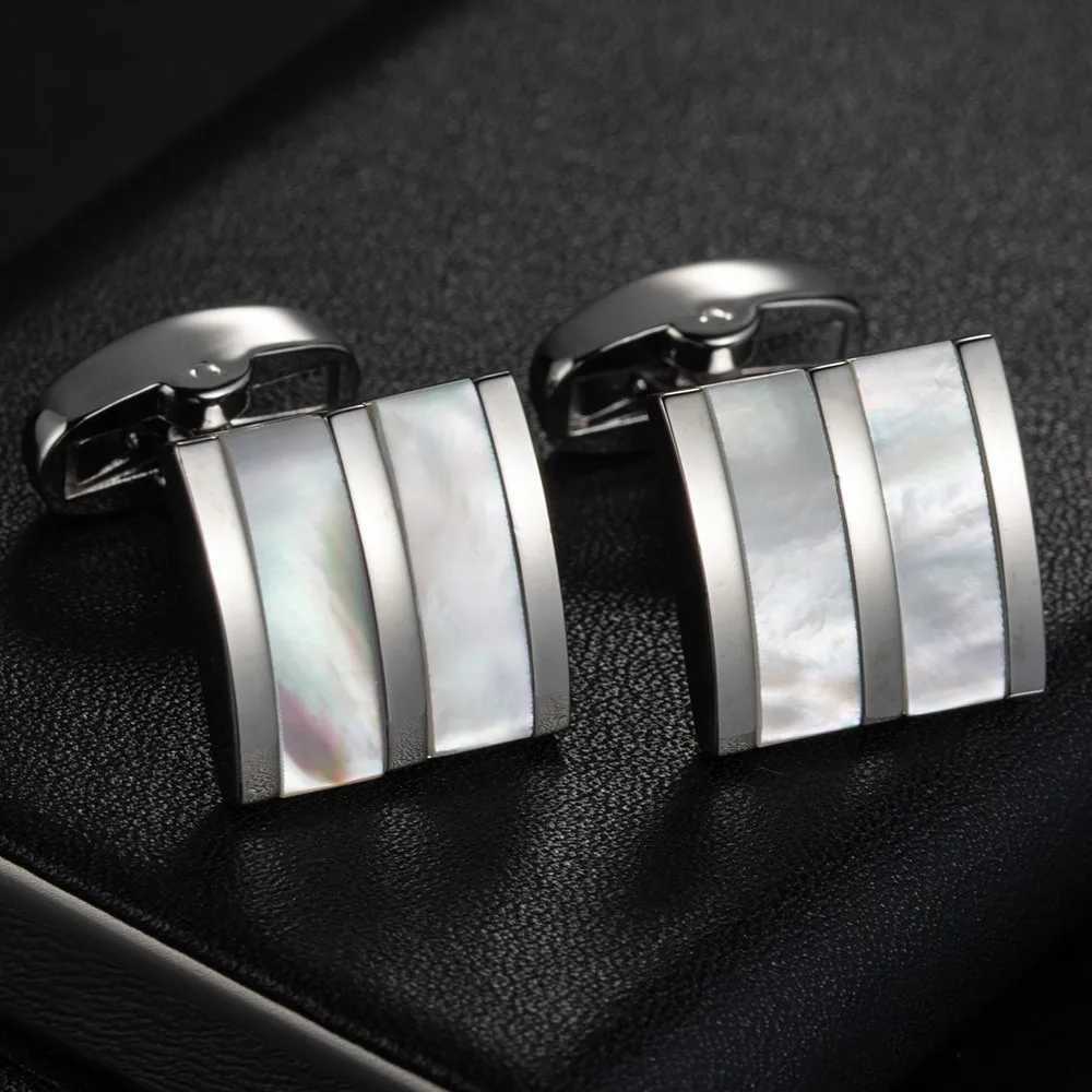 High Quality Classic Mens New Black Box Cufflinks Stripes Square French Wedding Dress Shirt Accessories Dropship Wholesale XJ250614