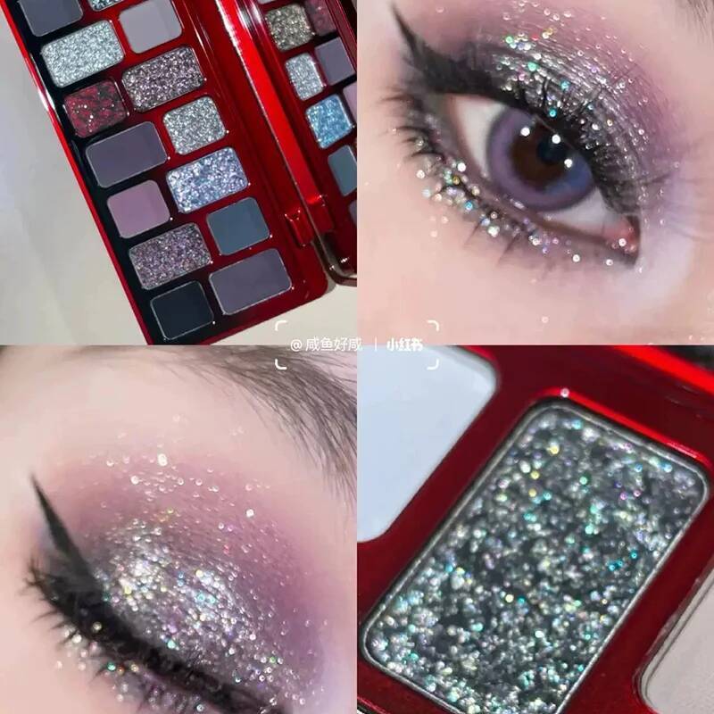 Spring and Summer Sweet Juice Pink Green Contrast 16 Color Eyeshadow Makeup Palette Matte Pearlescent Glitter Eye Shadow