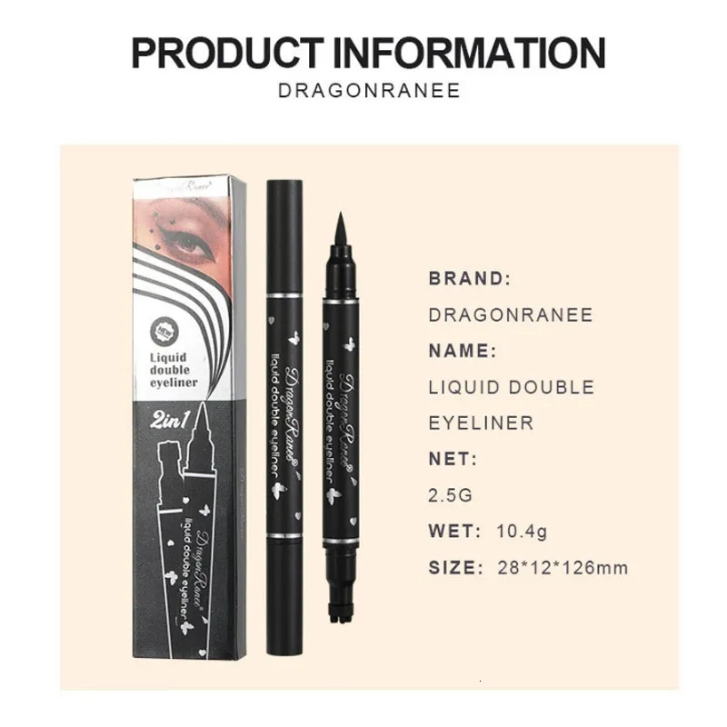 Waterproof Double Head Star Seal Eyeliner Long Lasting Makeup Non-smudging Novice Heart Plum Embellished Eye Tail Eyeliner 250614