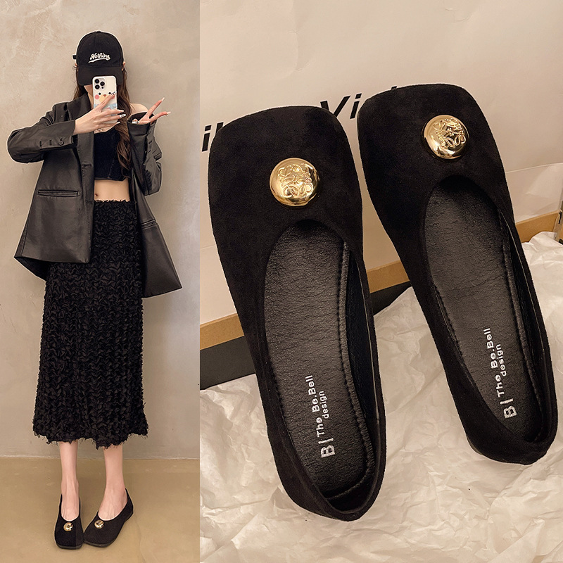 Ddmyoutdoor Niche Pointed Toe Single For Women New Spring Elegant Versatile Shallow Mouth French Style Black Commuter Shoes Outdoor Shoes