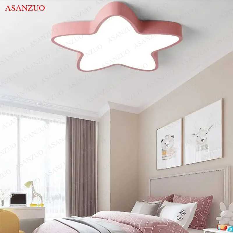 Macaron ceiling lights for childrens room boy girl bedroom study lamp warm romantic princess five-pointed star ceiling lamp XJ2500613