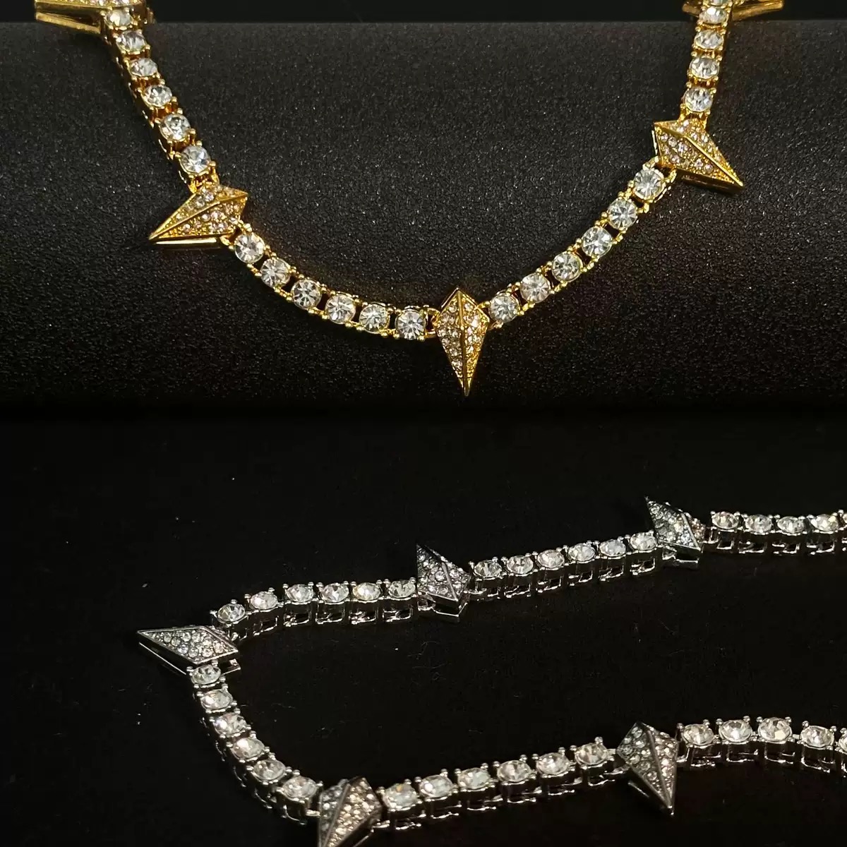 Street Style Geometric Design Artificial Zircon Decor Bracelet Necklace Hip Hop Tennis Bracelet Fashion Jewelry for party