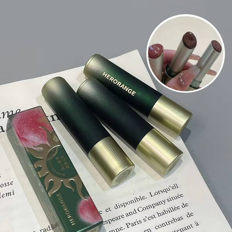 HERORANGE Heart-Shaped Moisturizing Lipstick: Mirror-Like Shine with Hydrating Formula - Natural Look for a Dewy, Radiant Finish happy