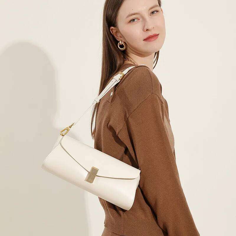 Genuine Elegant 2025 New Leather Bag for Women Trendy and Versatile Single Shoulder Crossbody Bag Commuter Underarm Purse
