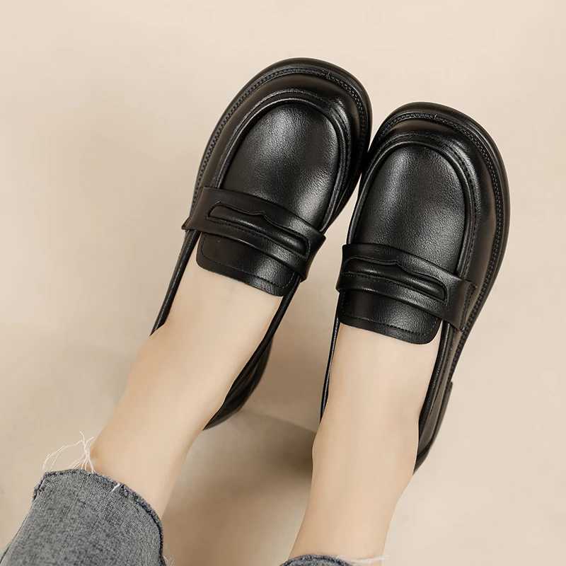 Womens Casual Loafers Slip Leather Shoes Lightweight Walking Shoes Classic Penny Loafer Flats Boat Shoes XJ250614