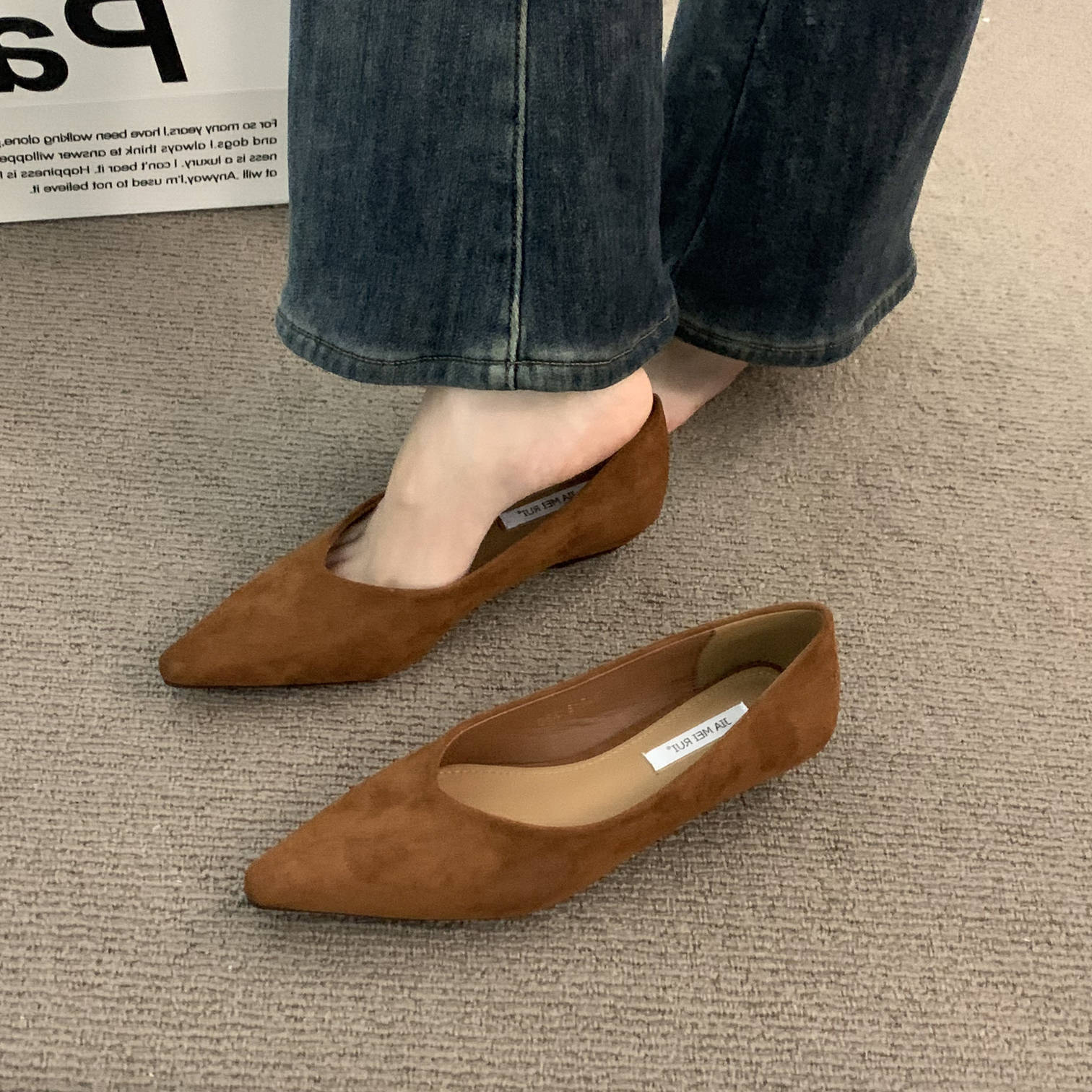 Ddmyoutdoor French Style High End Niche Brown Single For Women Spring Autumn Wedge Heel Elegant Pointed Toe Commuter Evening Grandma Shoes Outdoor Sho